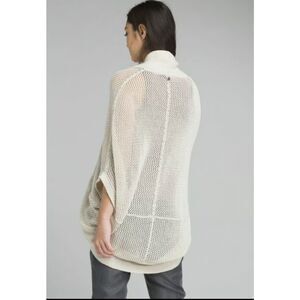 PRANA Women’s Beige / Cream Lima Open Knit Organic Cotton Sweater Kimono Cardiga